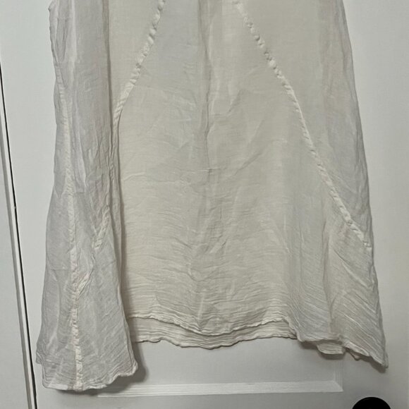 Flax tunic blouse size medium white linen cotton gauzy minimalist lagenlook - Picture 5 of 8
